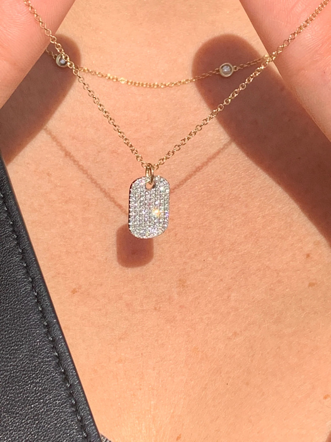 Diamond Dog Tag Necklace – CALVIN'S Fine Jewelry - Main Image